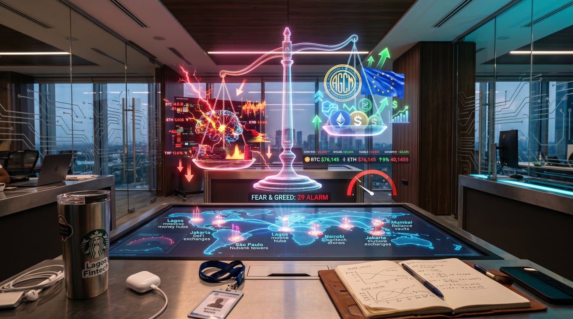 Balance scale of AI neural networks and Italian regulatory documents over global fintech map