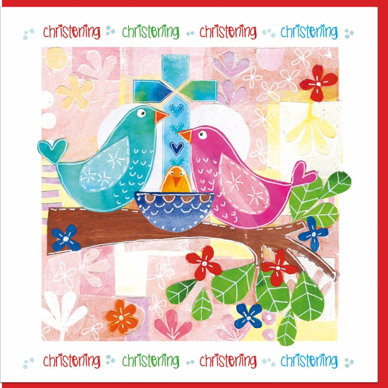 Christening birds Greetings Card (with verse) - The Christian Shop