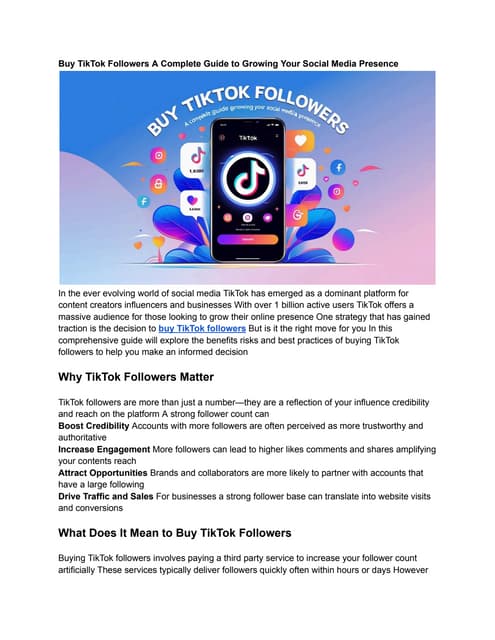 Buy TikTok Followers A Complete Guide to Growing Your Social Media Presence | PDF