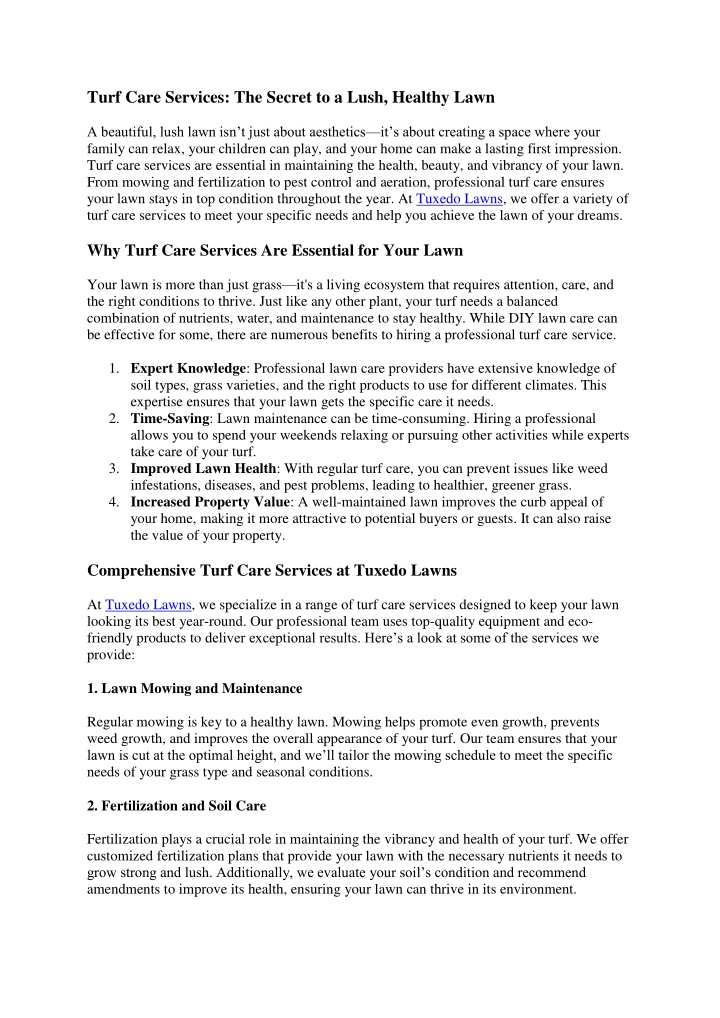 PPT - Turf Care Services PowerPoint Presentation, free download - ID:14068636
