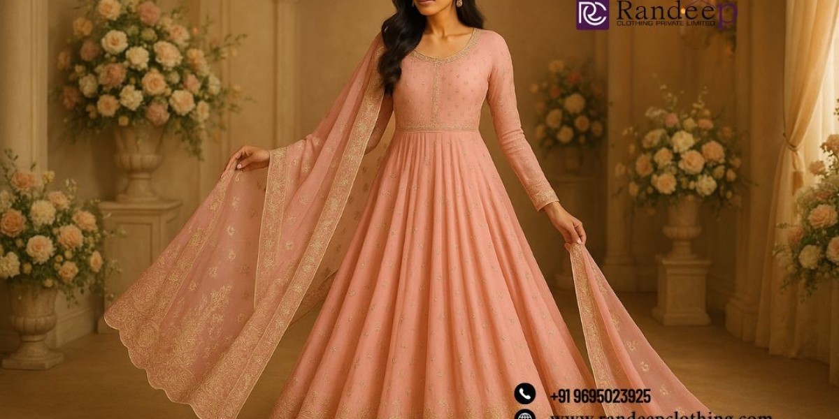 Pink Gown with Dupatta – The Perfect Blend of Grace and Glamour