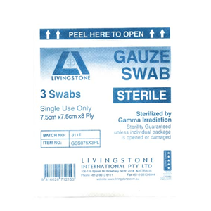 8-Ply Cotton Gauze Swabs 7.5x7.5cm | Sterile 3 Pack, 1000 Count