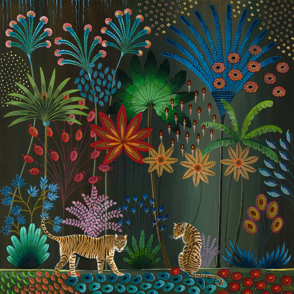 Premium Daphen Stephenson Paintings: Jungle Leopard & Wimbledon Art – Daphne Stephenson